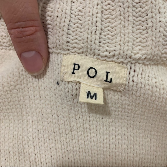 POL Oversized Color Block Cable Knit Sweater wide cropped sleeve Rust Cream - Picture 10 of 13